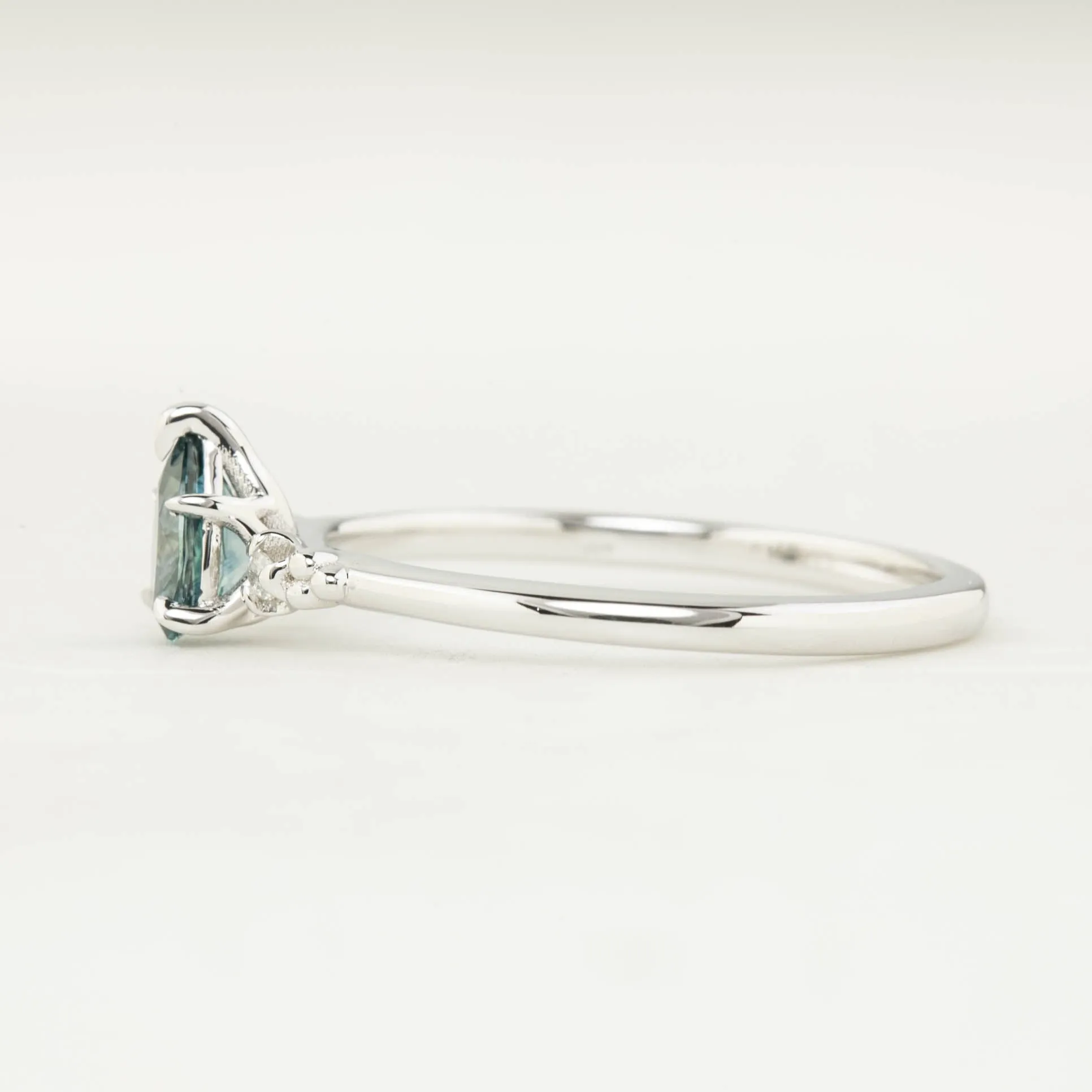 Estel Ring 0.50ct Blue Green Montana Sapphire Ring, 14k White Gold