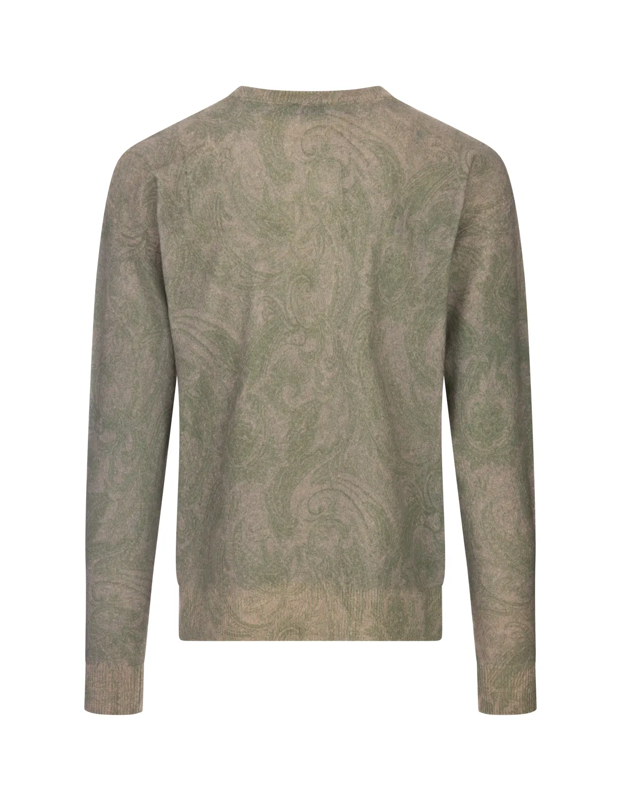 ETRO Green Pullover With Inlaid Paisley Motif