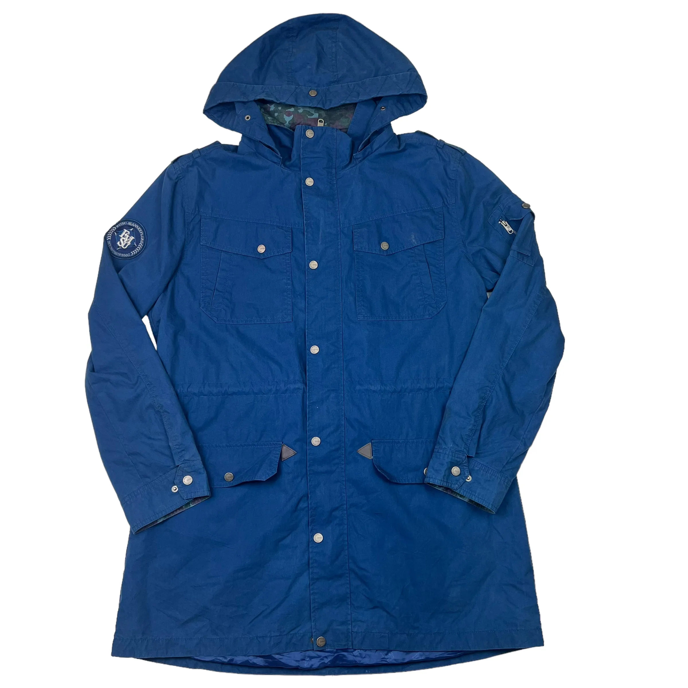 Evisu Jeans Explorer Multi Zip Blue Trench Coat