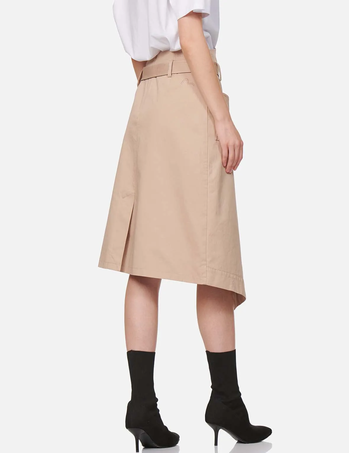 Fabric Mixed Wrapped Trench Skirt