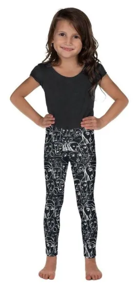Face Drawings Kid's Leggings