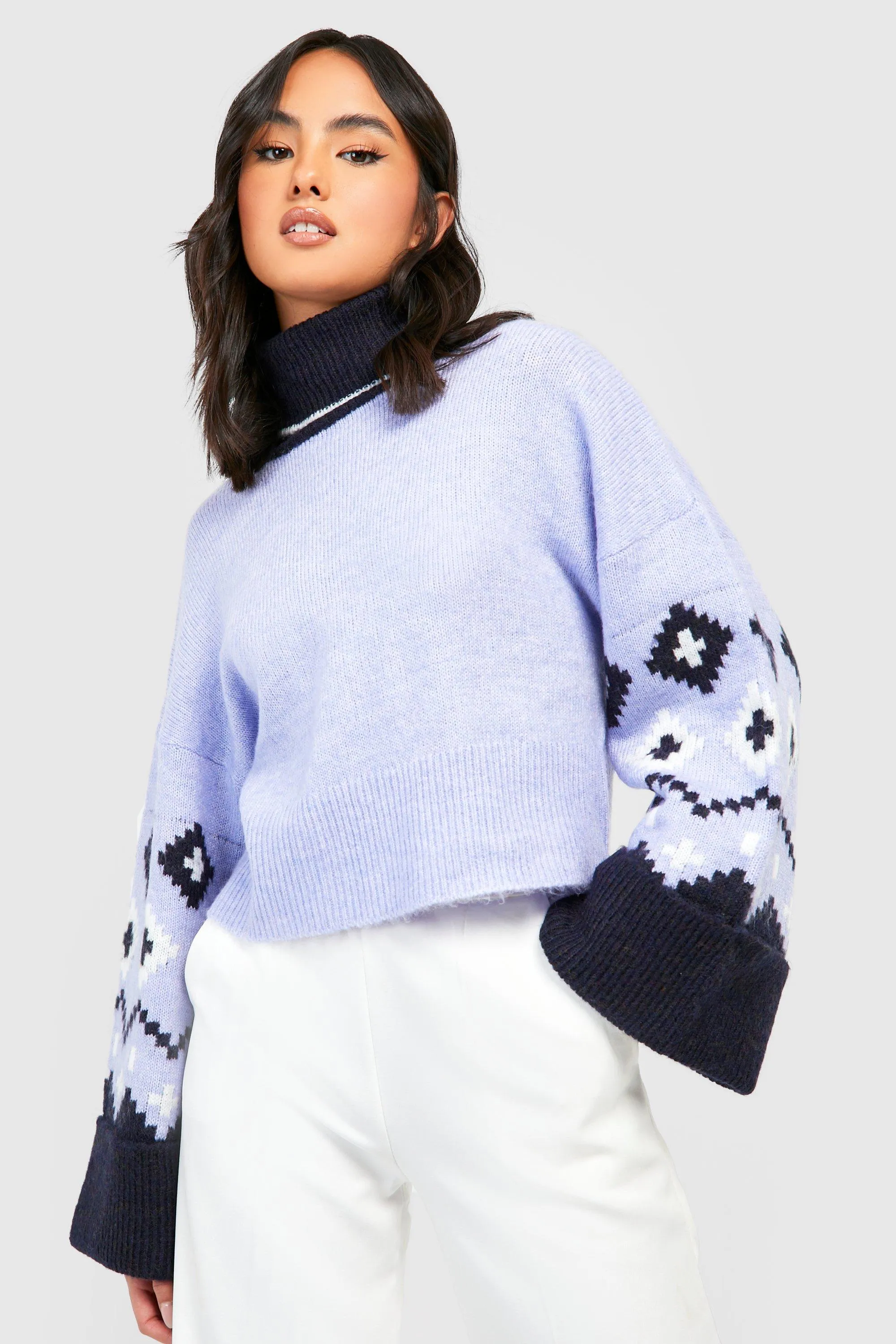 Fairisle Wide Sleeve Knitted Sweater