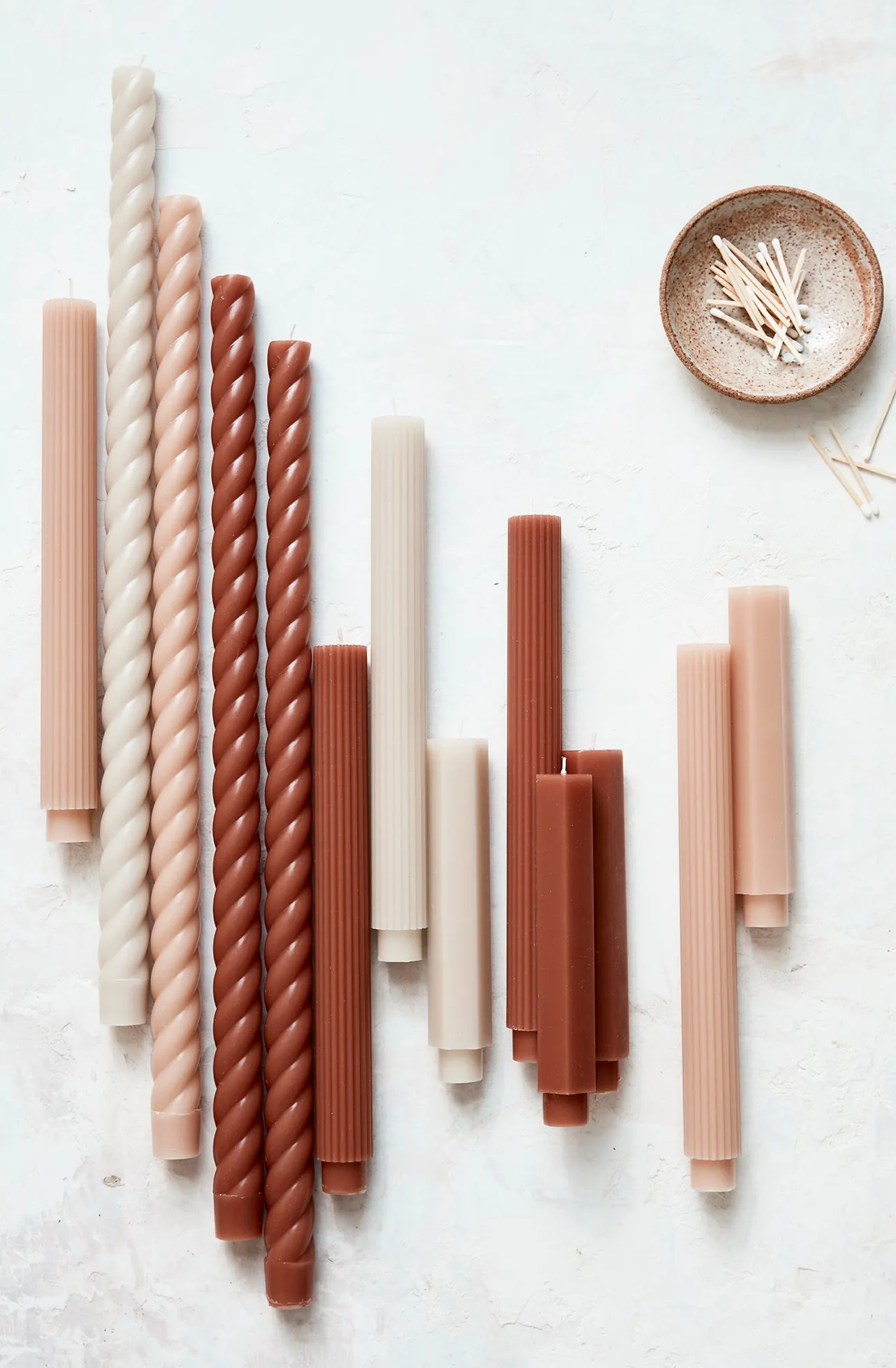 Fancy Taper Candles - Clay