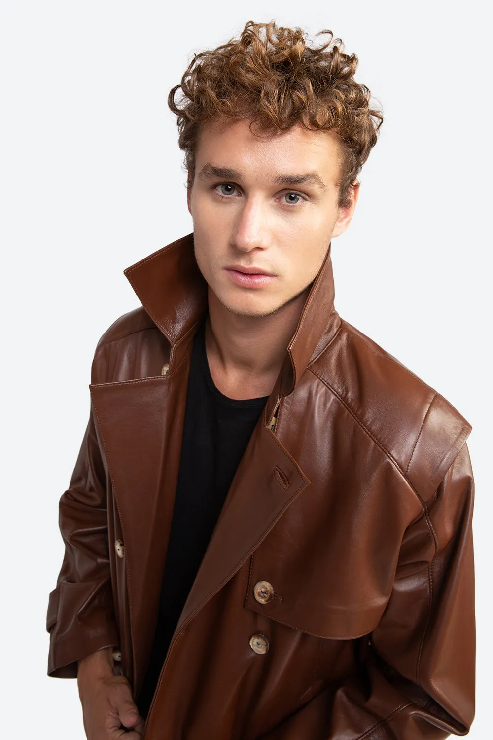 Fausto Leather Trench Jacket