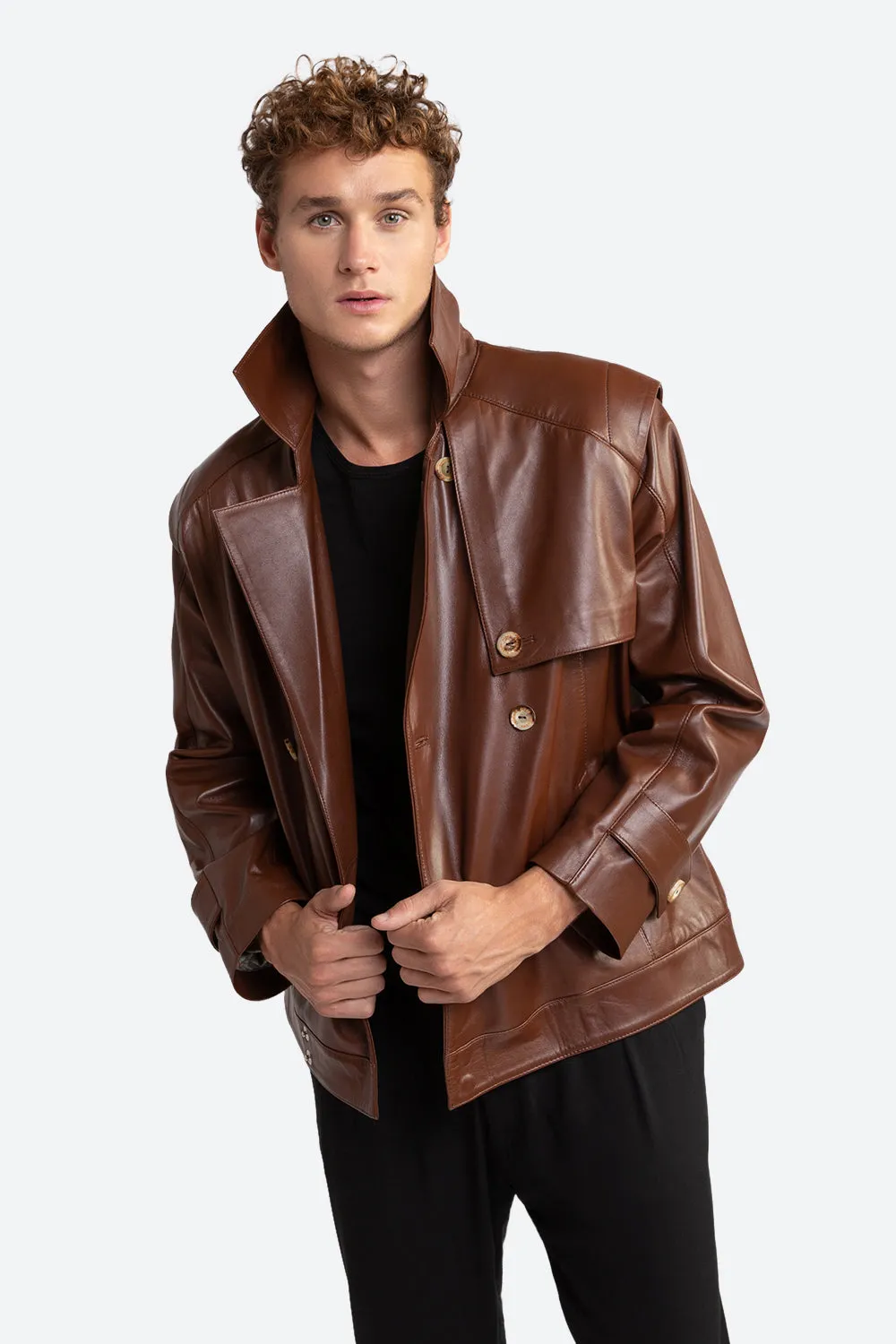 Fausto Leather Trench Jacket