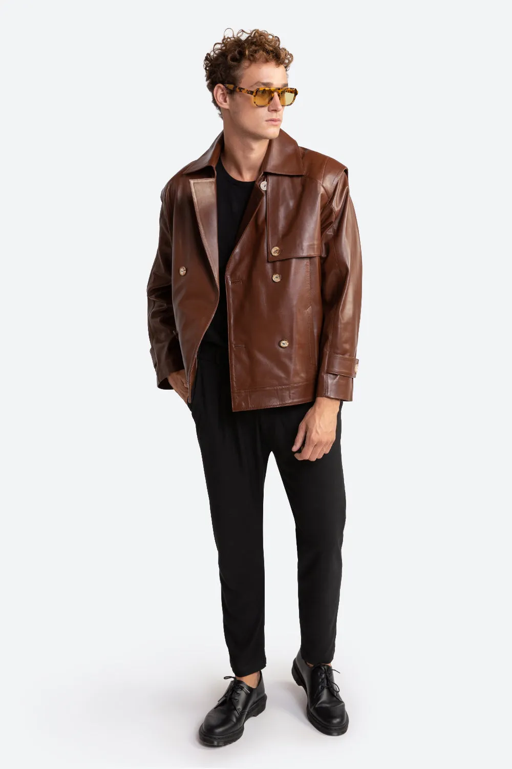 Fausto Leather Trench Jacket