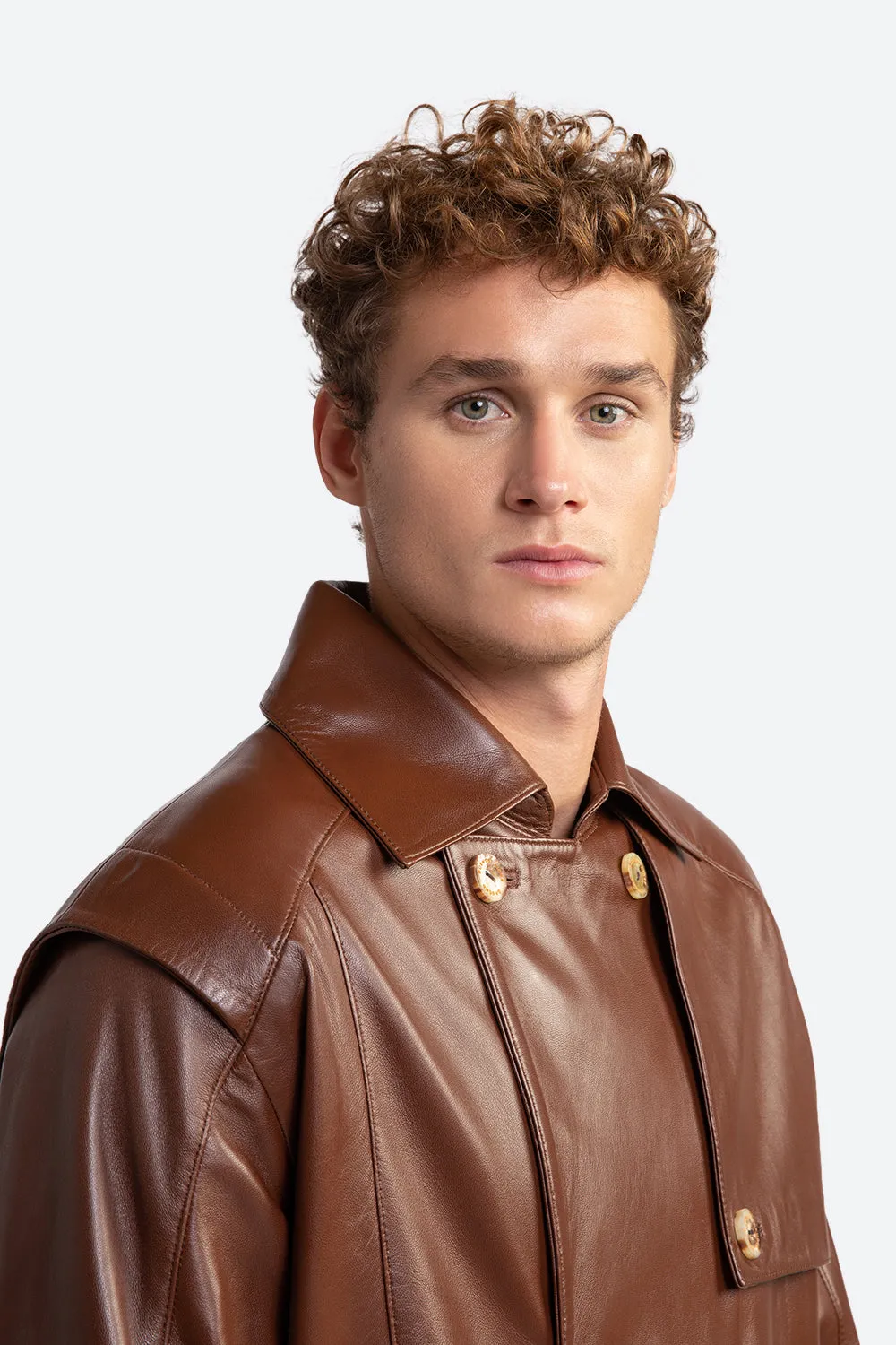 Fausto Leather Trench Jacket