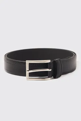 Faux Leather Embossed Slim Belt