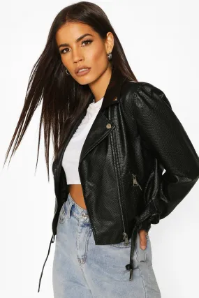 Faux Snake Skin Moto Jacket