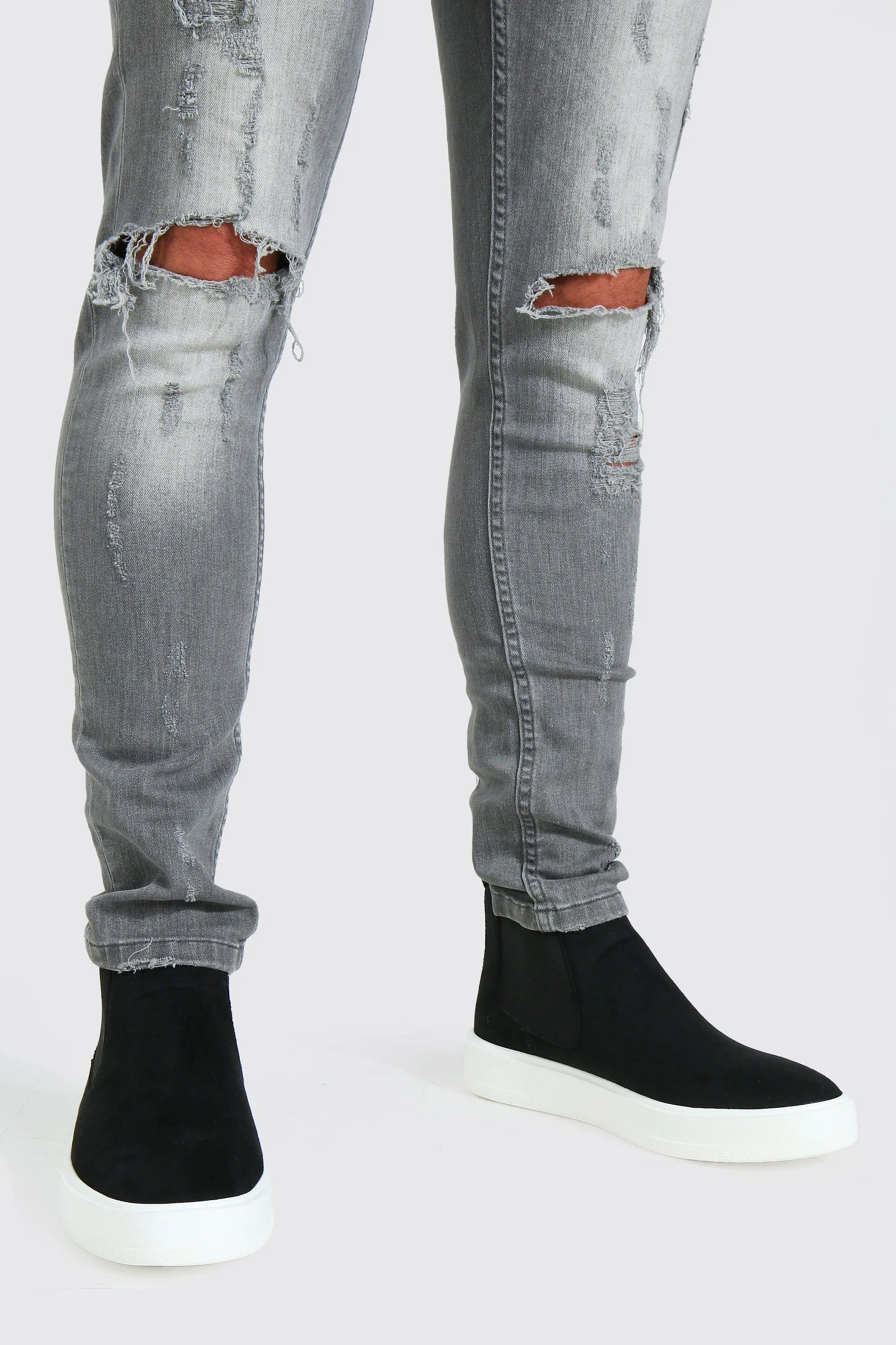 Faux Suede Trainer Sole Chelsea Boot