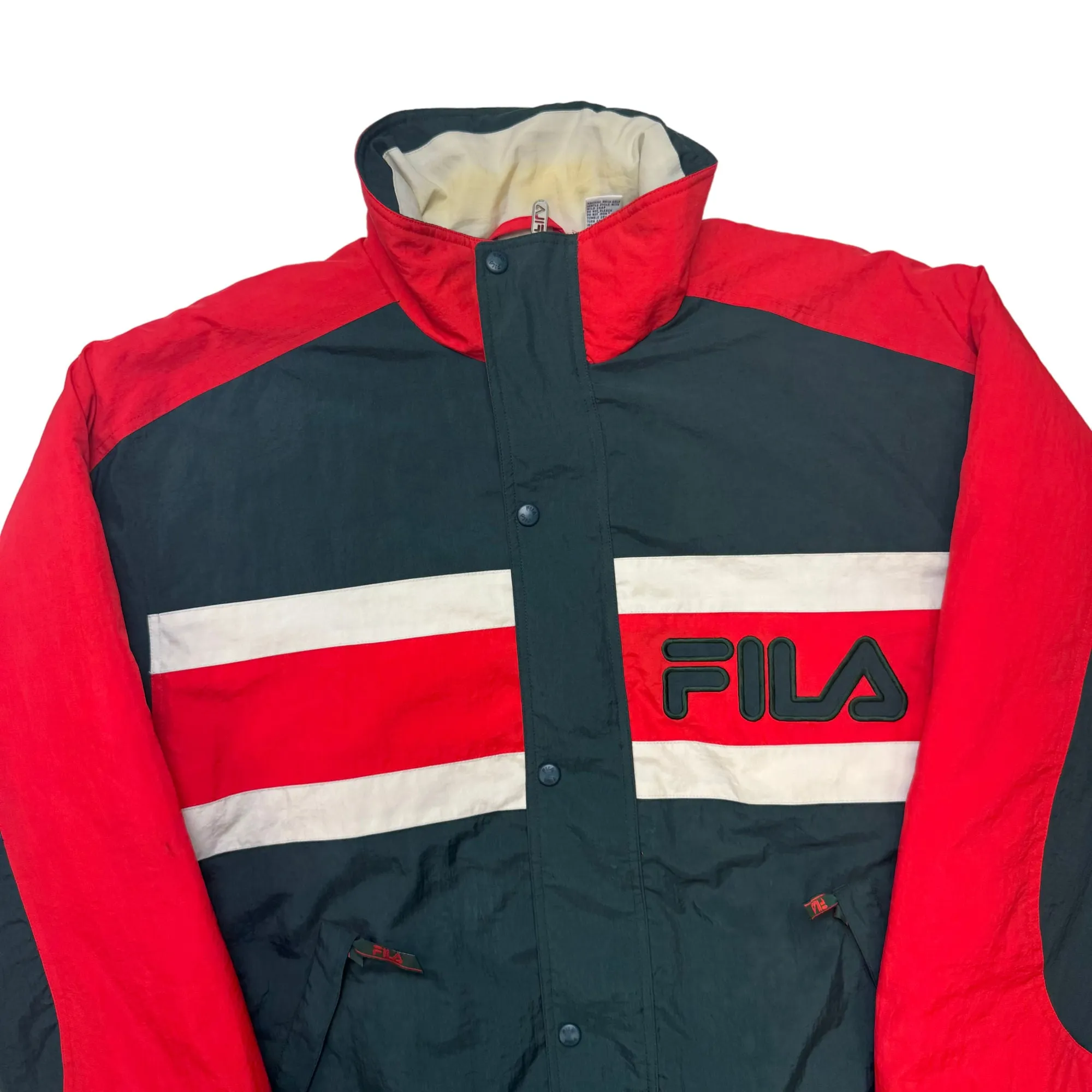 Fila 90's Colourblock Puffer Jacket Red Green White