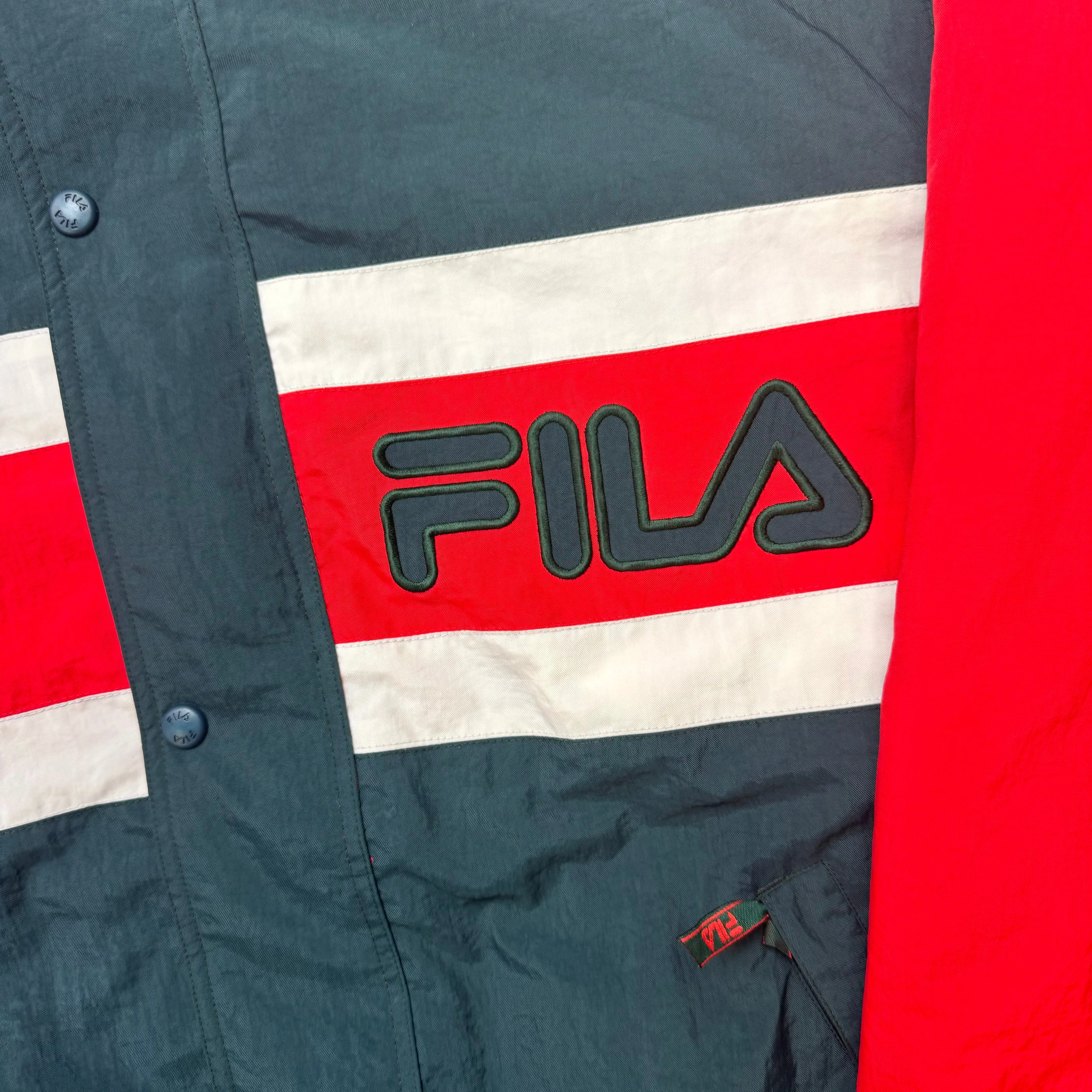 Fila 90's Colourblock Puffer Jacket Red Green White