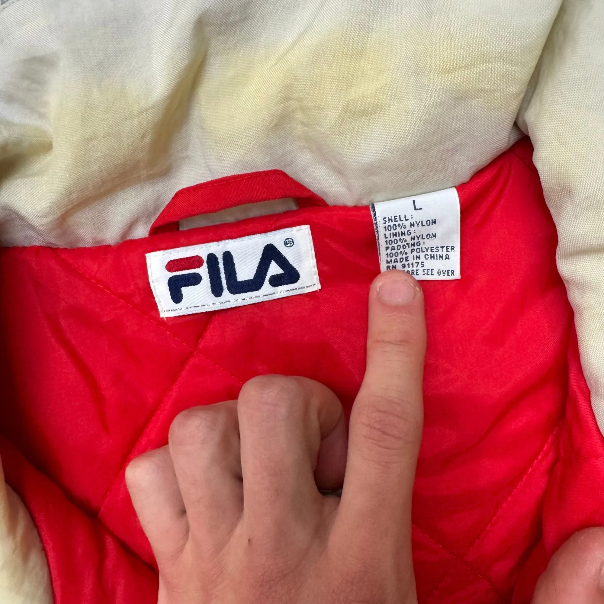 Fila 90's Colourblock Puffer Jacket Red Green White