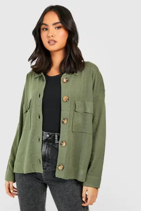 Fine Knit Polo Collar Cardigan