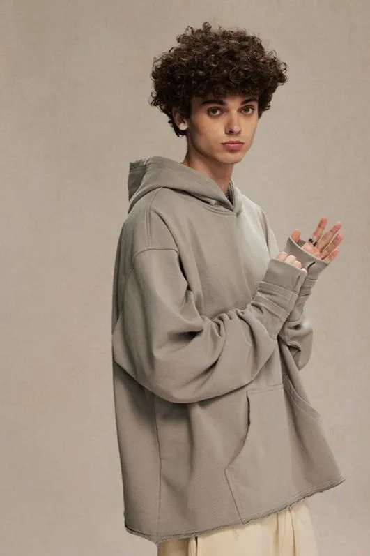 Finger Cutout Hem Hoodie