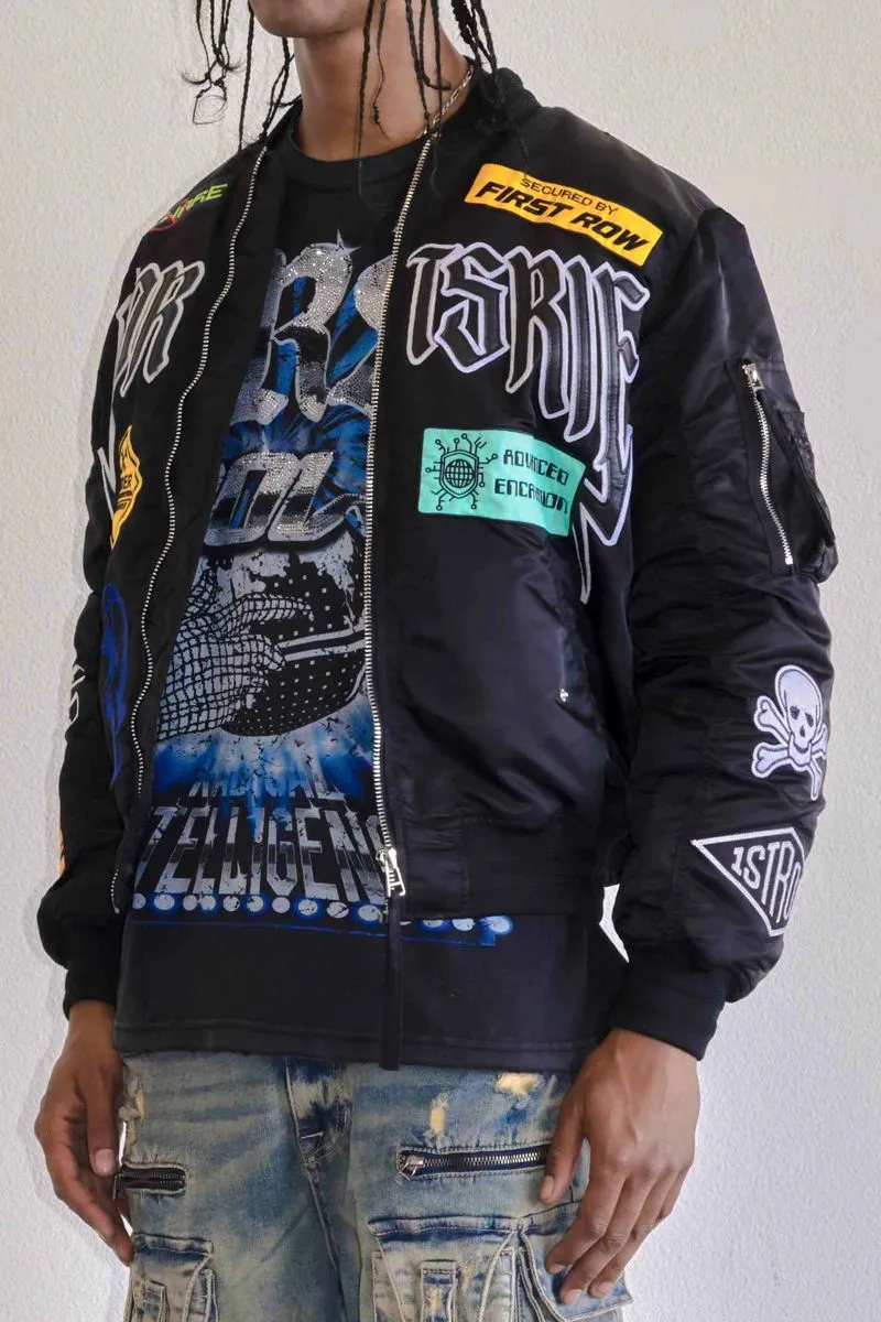 First Row Caution Multi Patches Black Jacket 