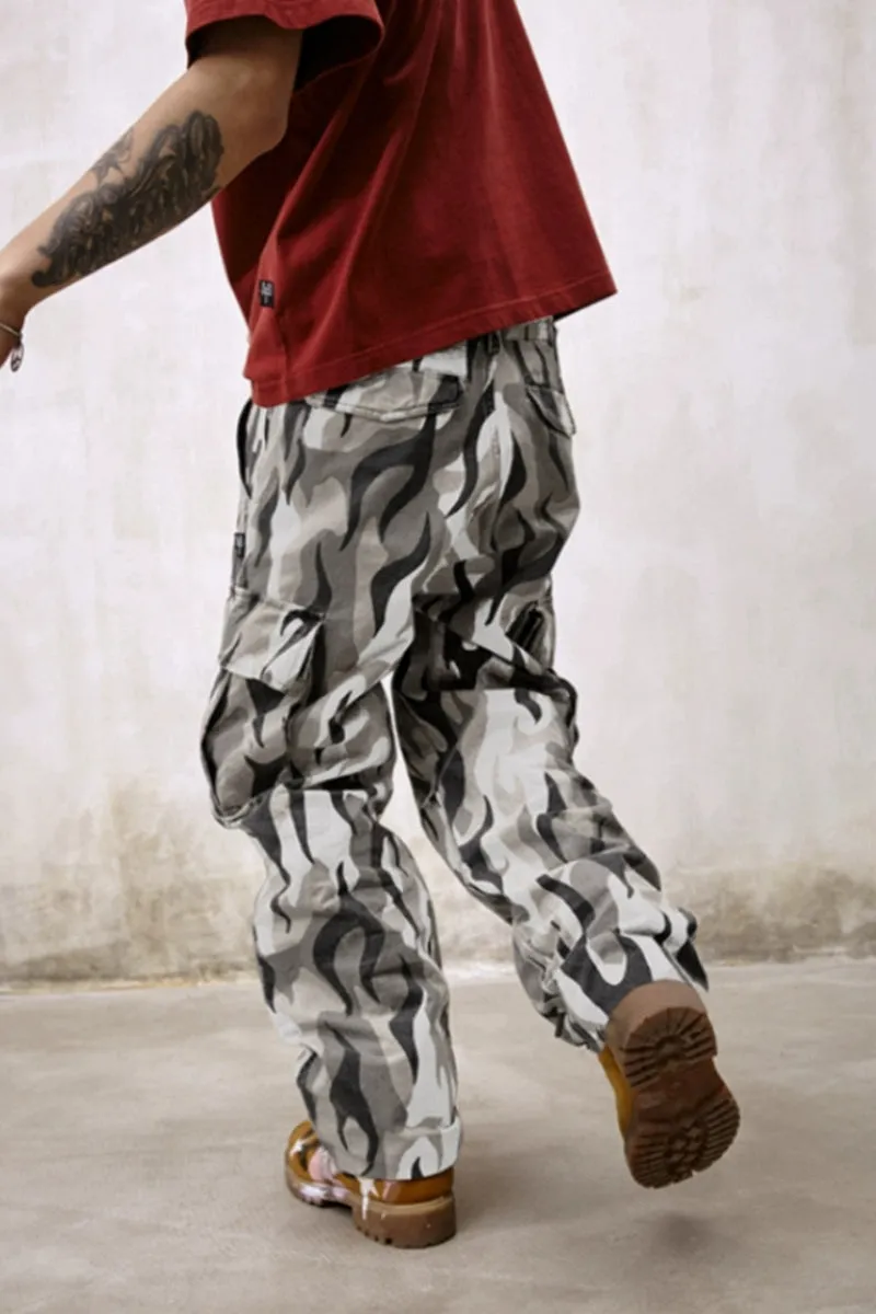 Flame Camo Loose Cargo Pants