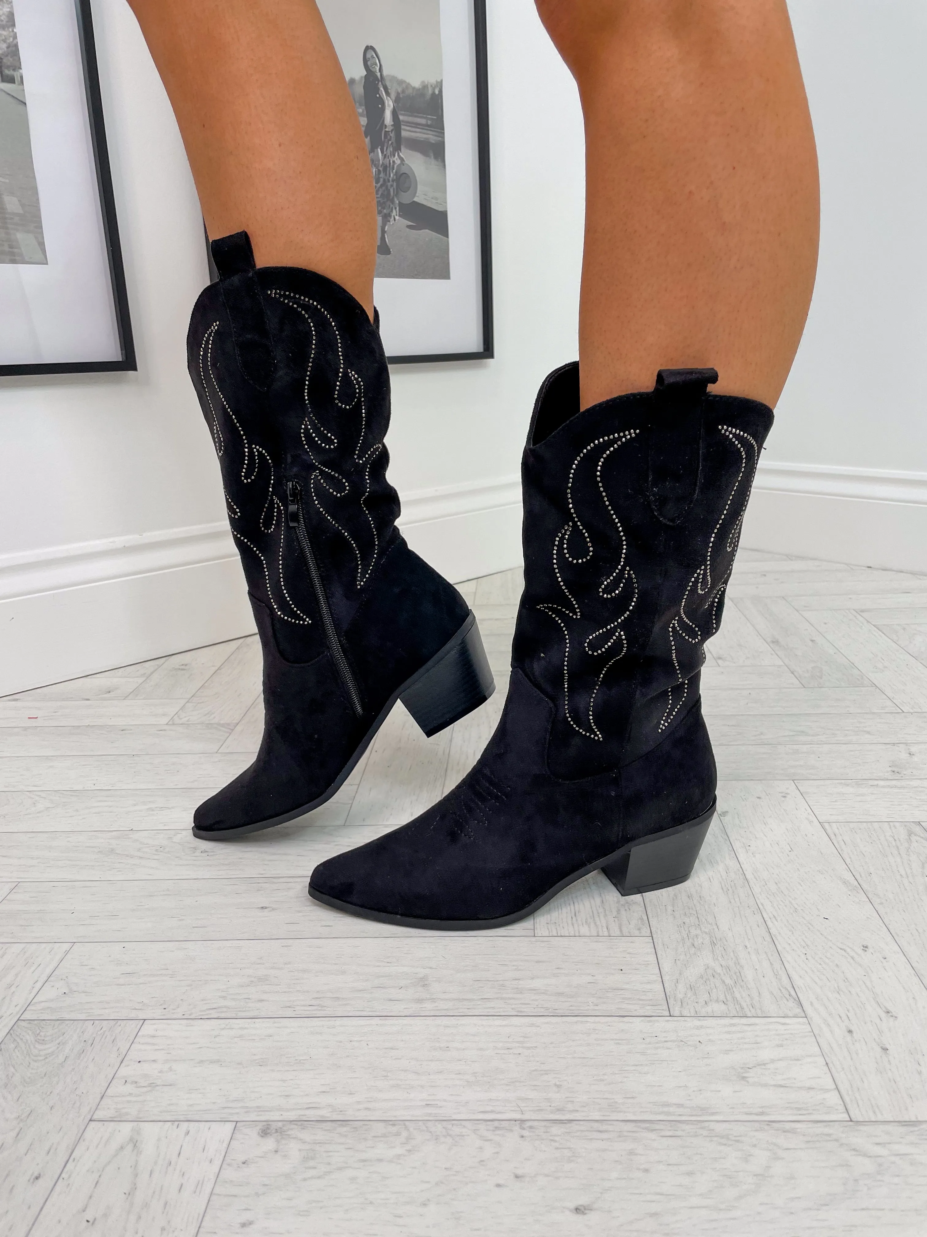 Flame Cowboy Boots - 2 Colours