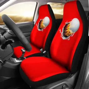 Flaming Golf Ball Red Seat Covers
