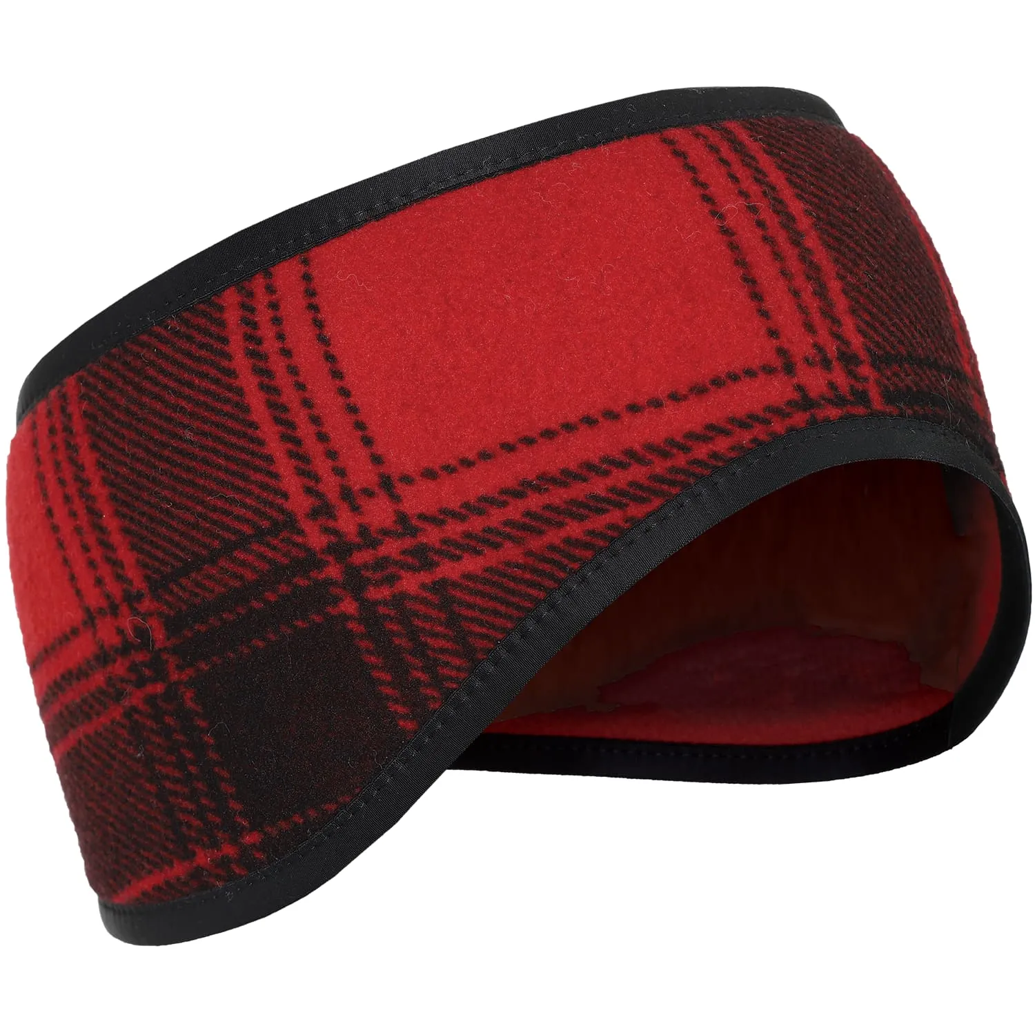 Fleece Headband - Red/black Plaid - Large/XL