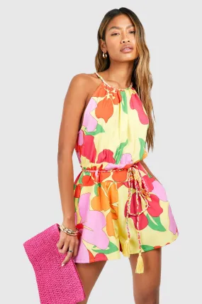 Floral Belted Romper