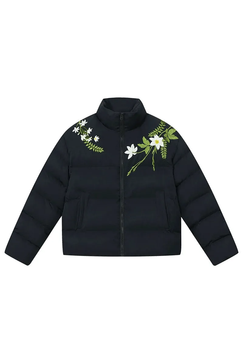 Floral Embroidered Down Jacket