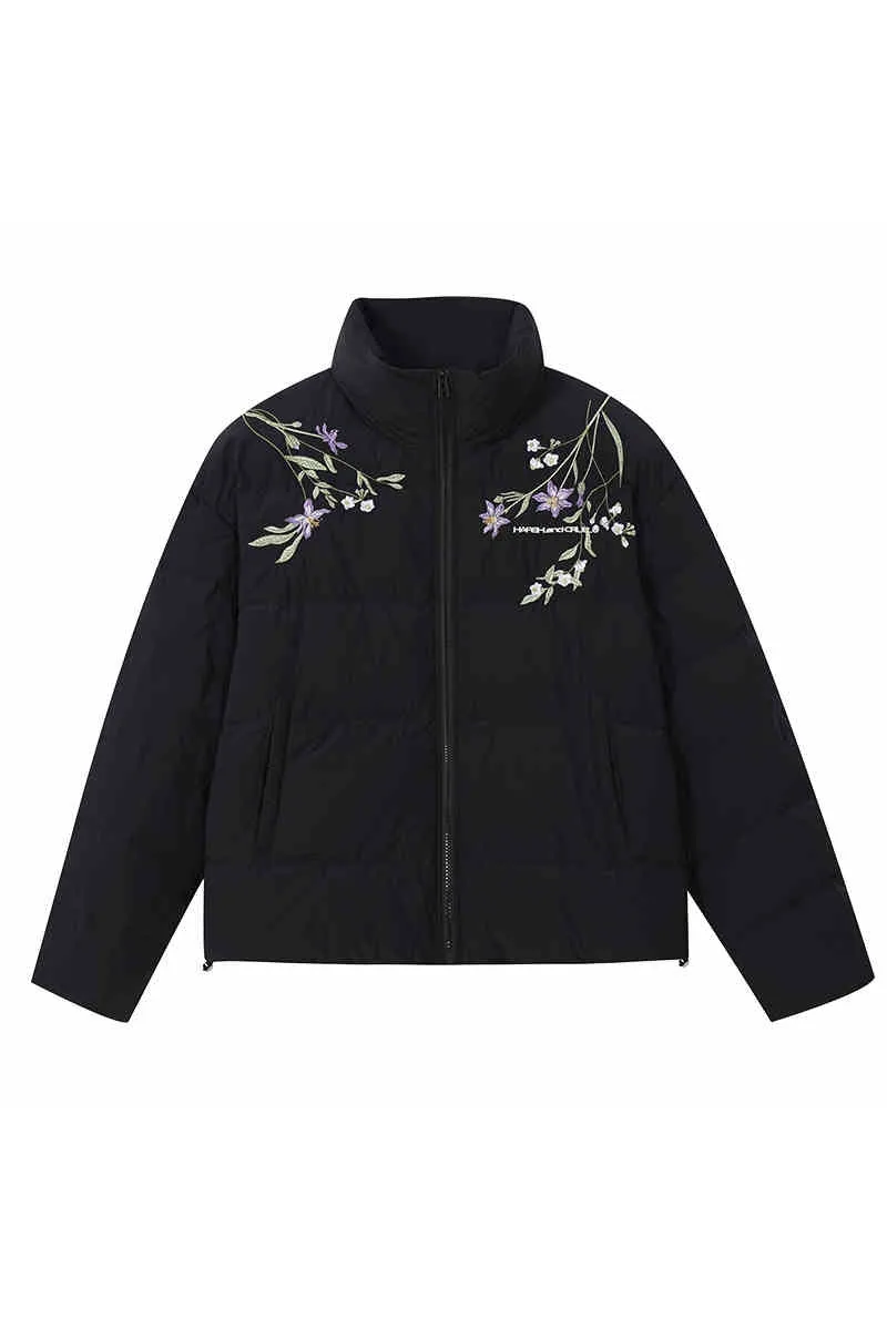 Floral Embroidery Zip HACR Down Jacket