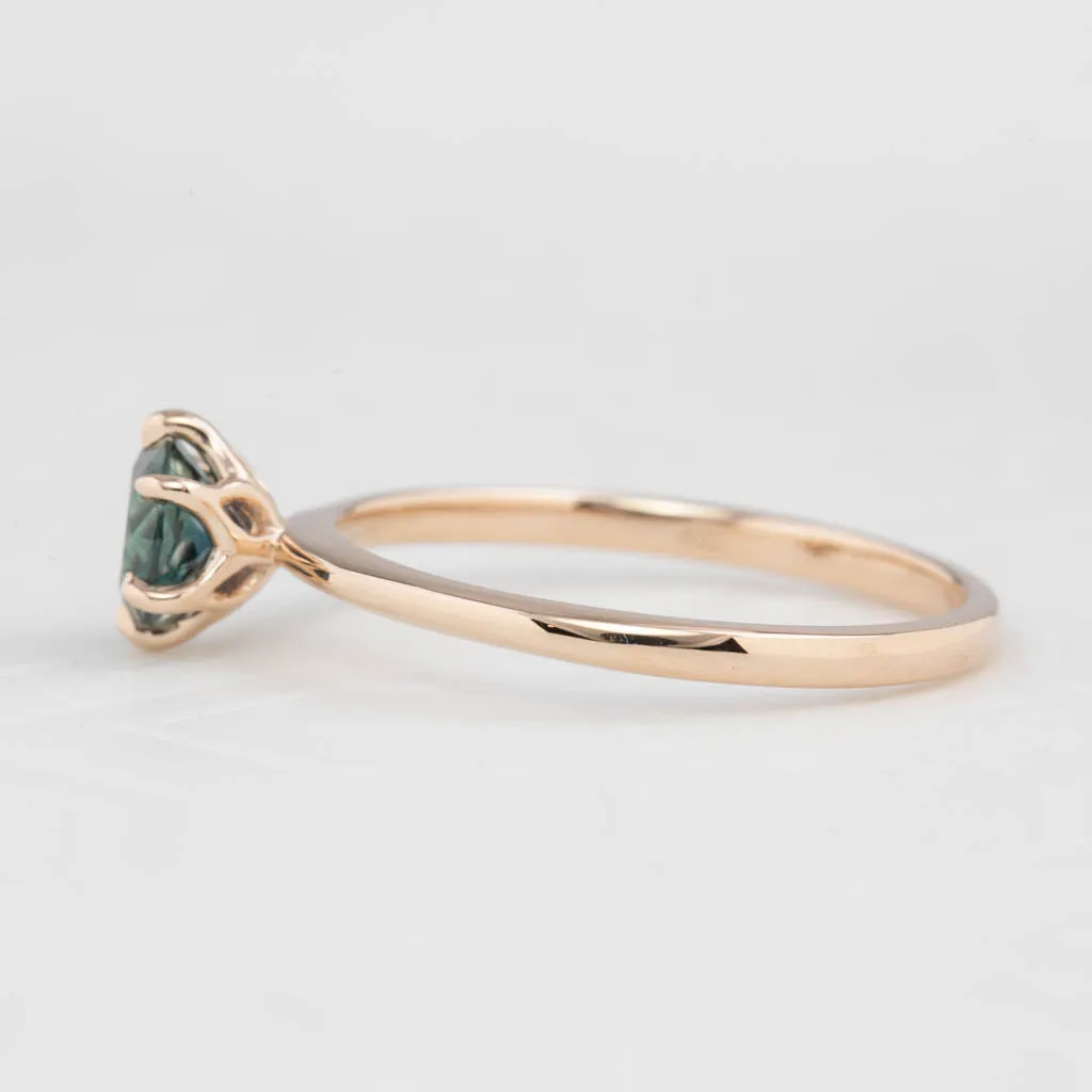 Floryn Ring 0.77ct Parti Blue Green Montana Sapphire, 14K Rose Gold (One of a kind)