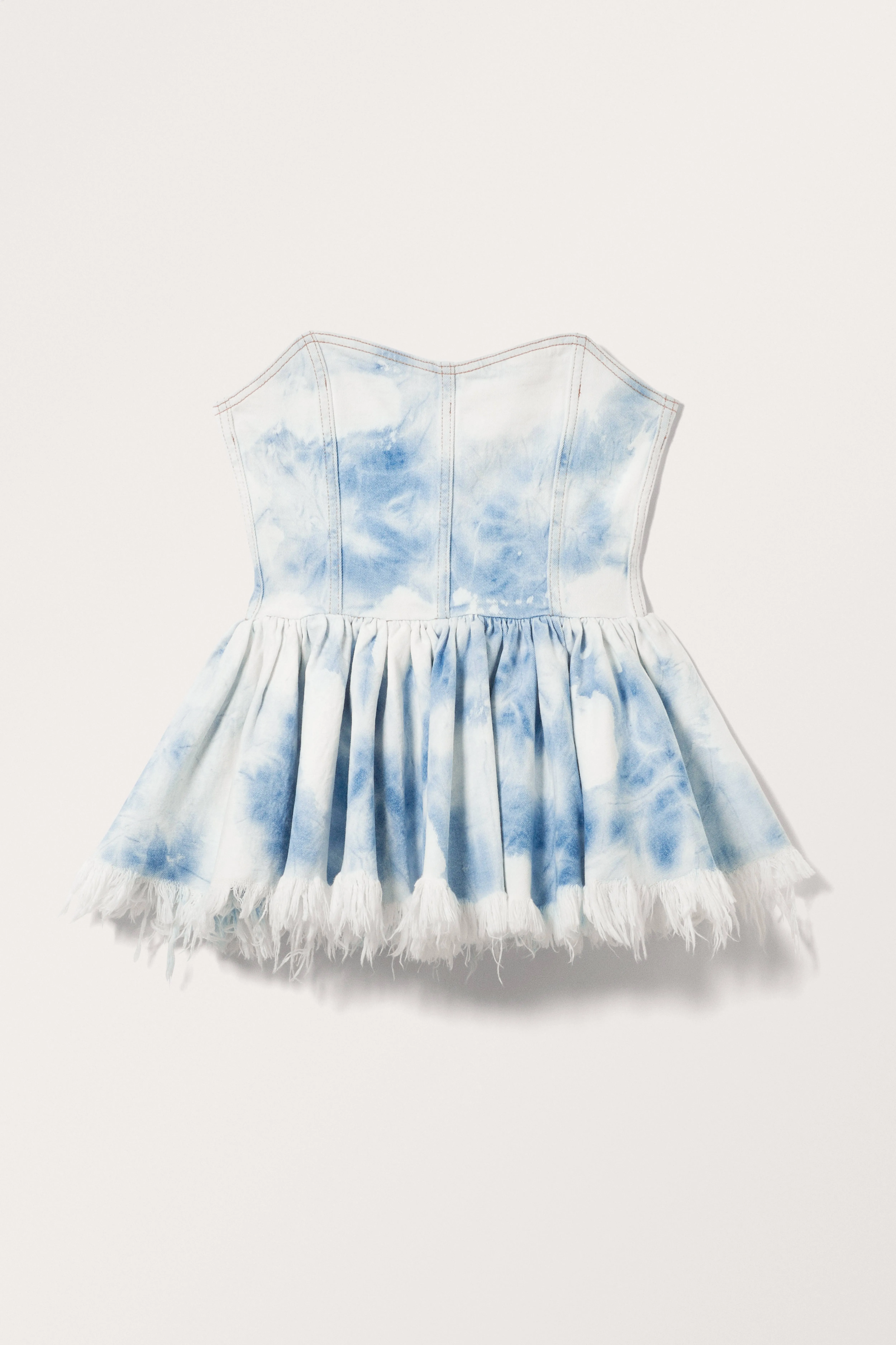 Flouncy Denim Peplum Top - Sleeveless - Long - Blue Tie-Dye - Ladies | H&M GB