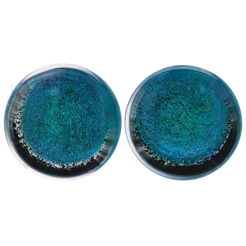 Foil Glass Plugs - Green on Black