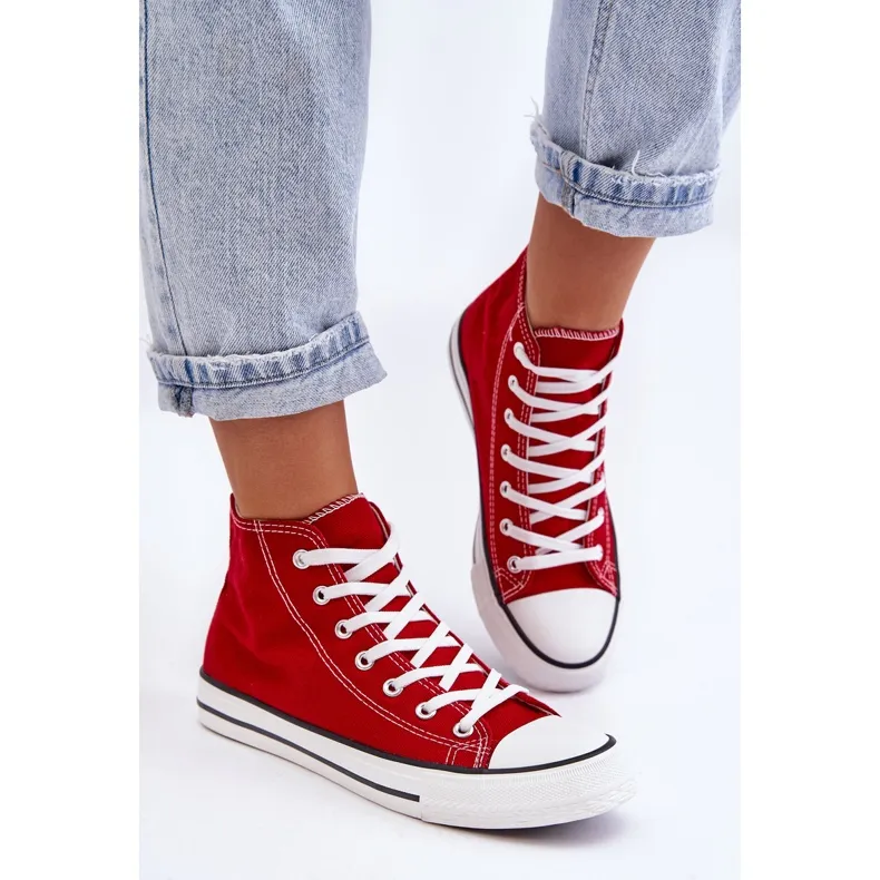 FR1 Women's Classic High Top Sneakers Red Remos
