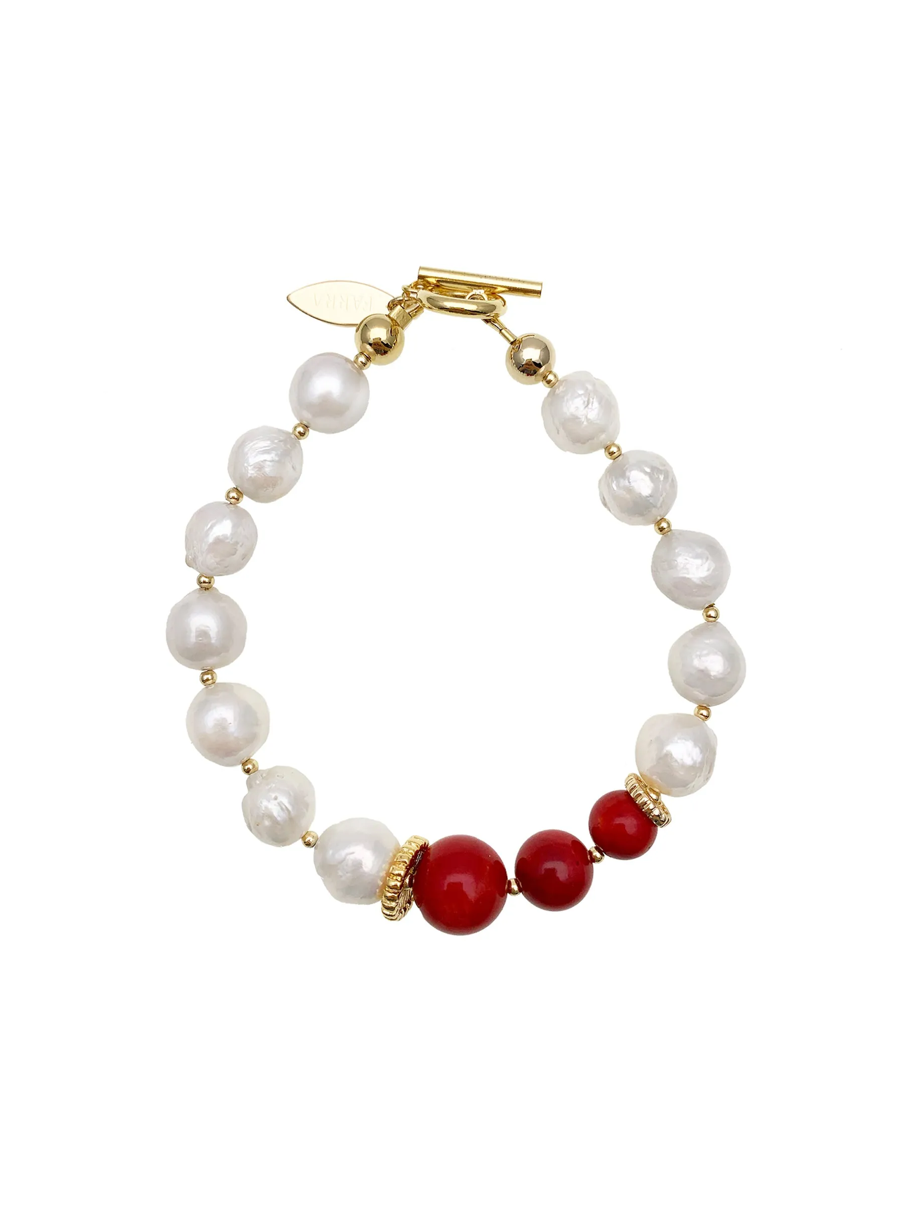 Freshwater Pearls with Red Coral Bracelet EB005