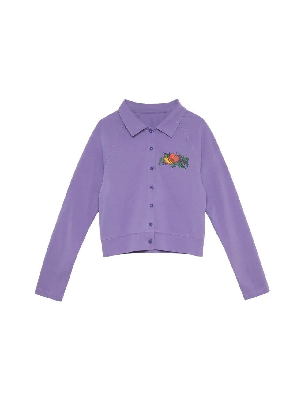 Fruit Print Raglan Sleeve Cardigan Shirt
