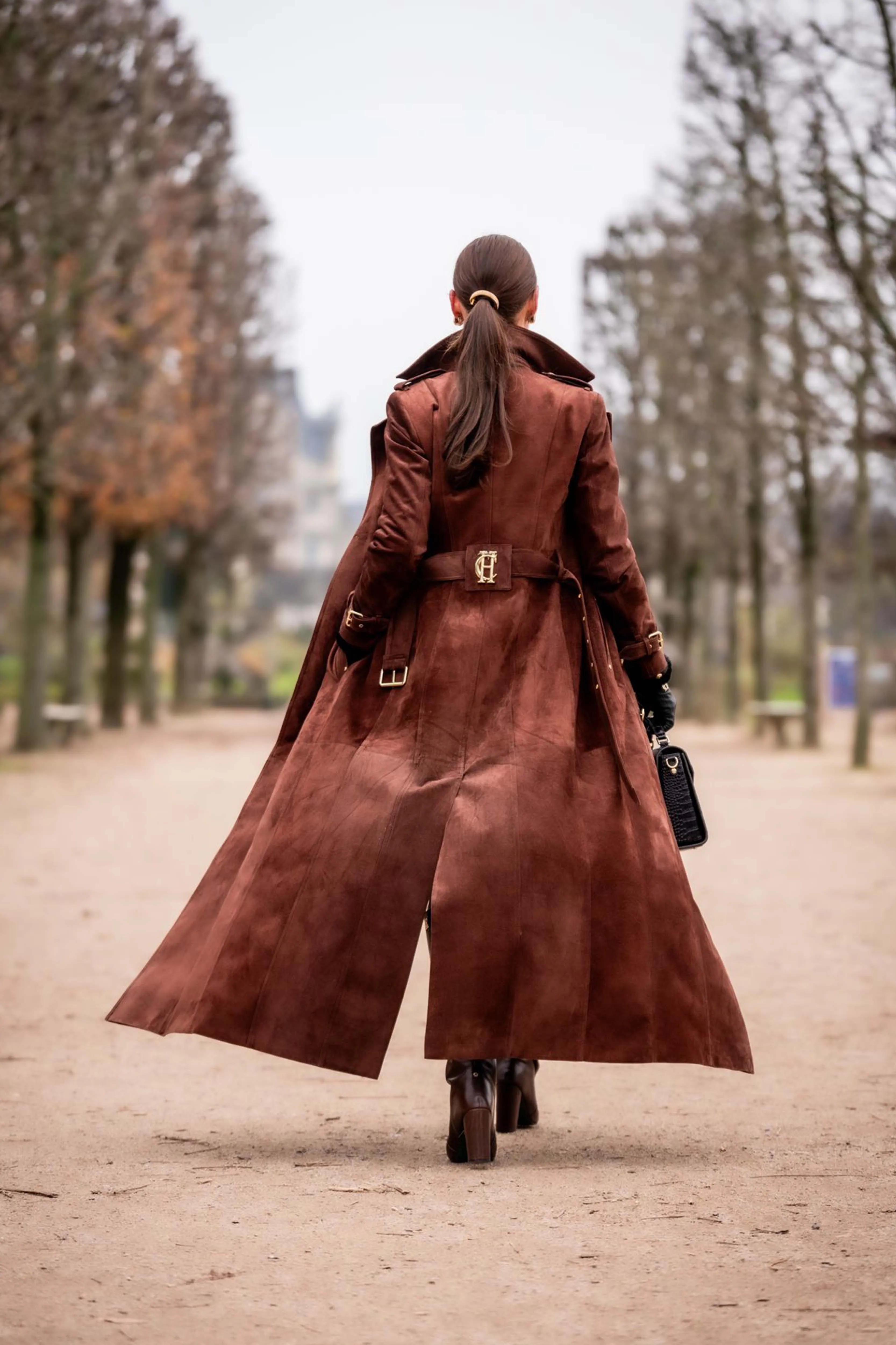 Full Length Marlborough Trench Coat (Chocolate Suede)