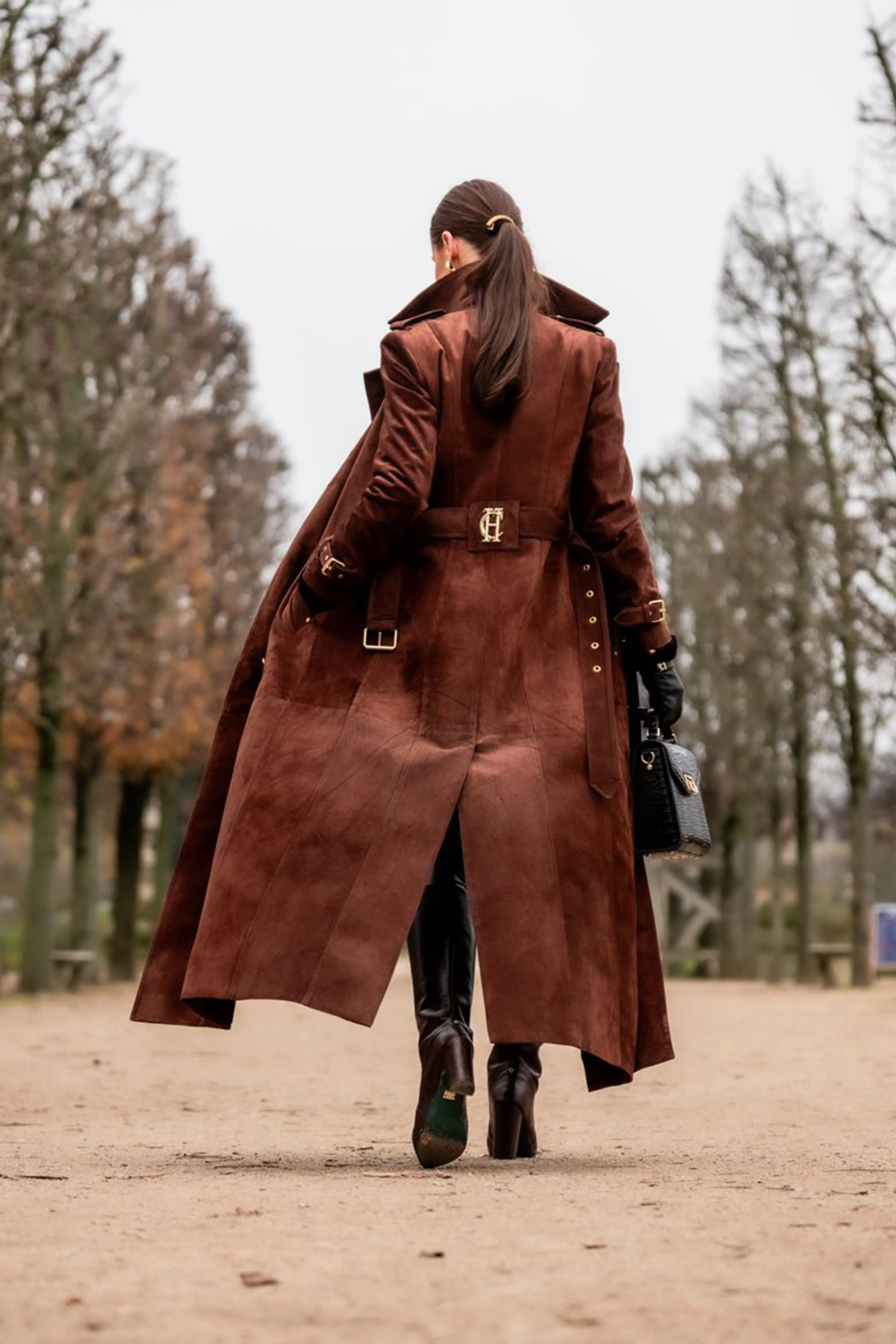 Full Length Marlborough Trench Coat (Chocolate Suede)