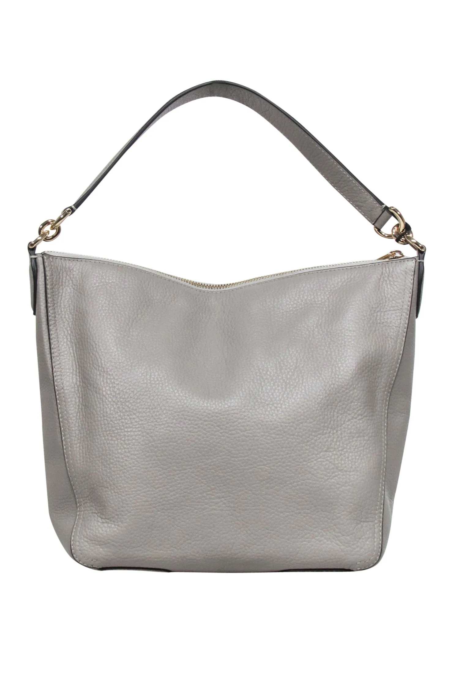 Furla - Light Grey Pebbled Leather Shoulder Bag