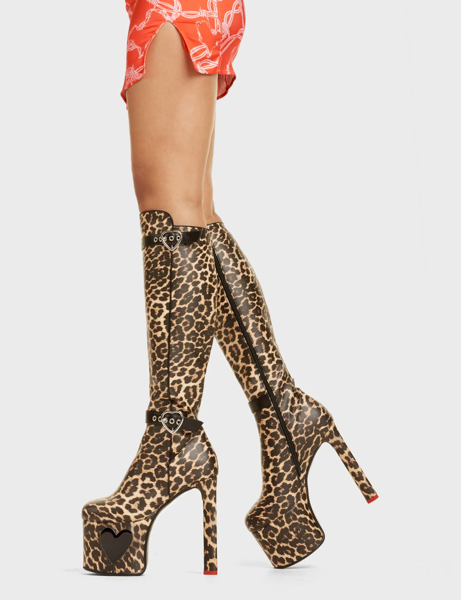 Fuzzy Platform Knee High Boots