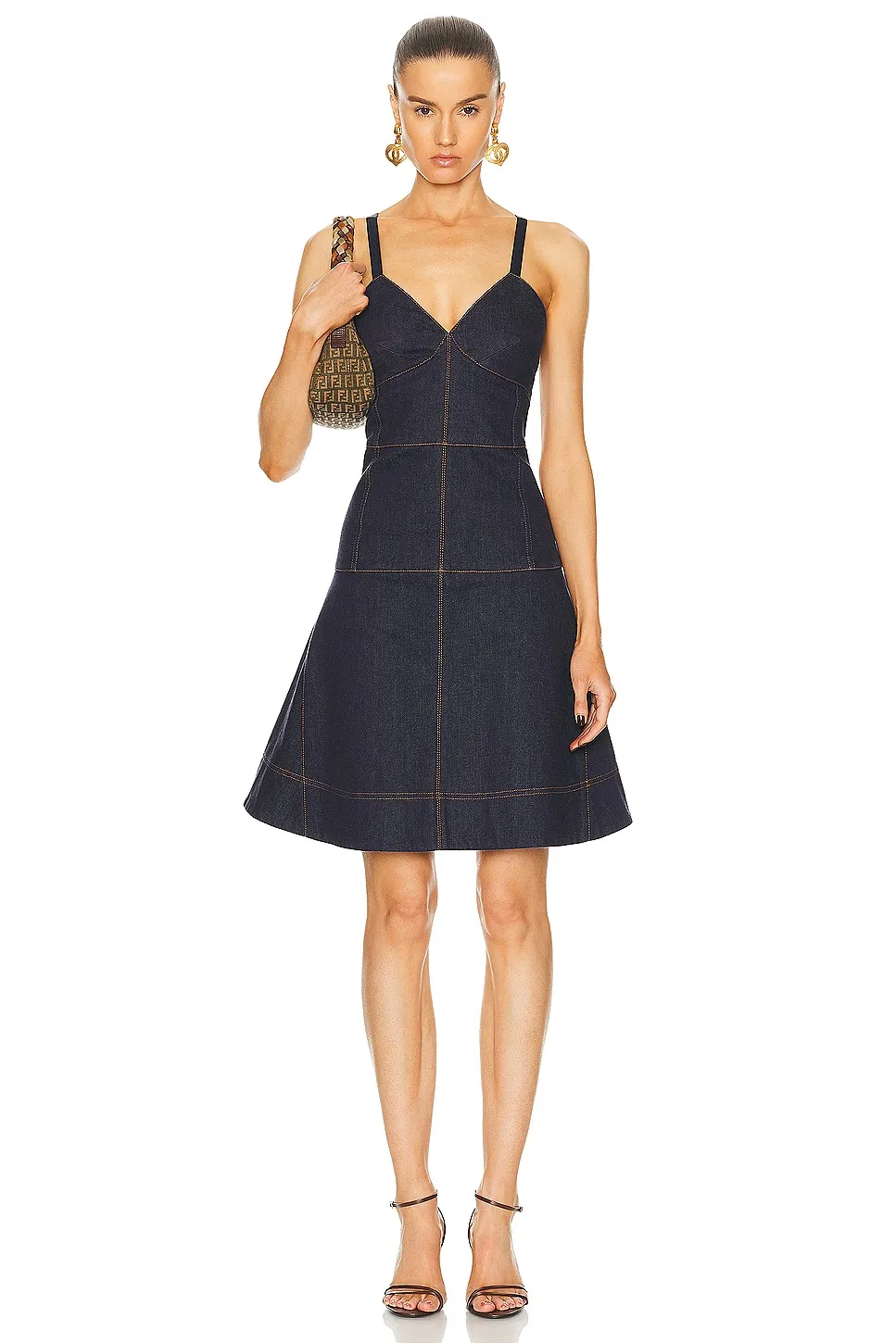 FWRD Renew Fendi Denim Dress & Vest Set -        