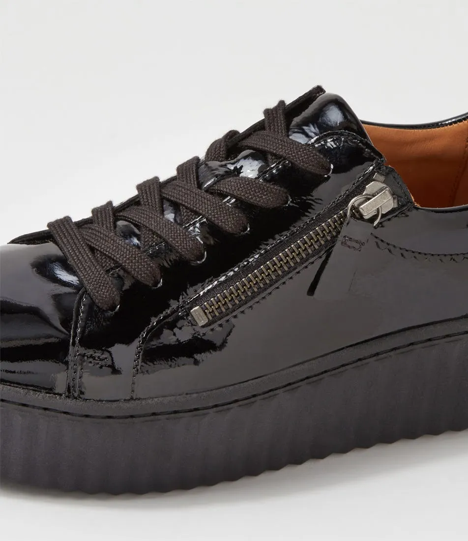 GABOR Carmelia Schwarz Patent Leather Sneakers