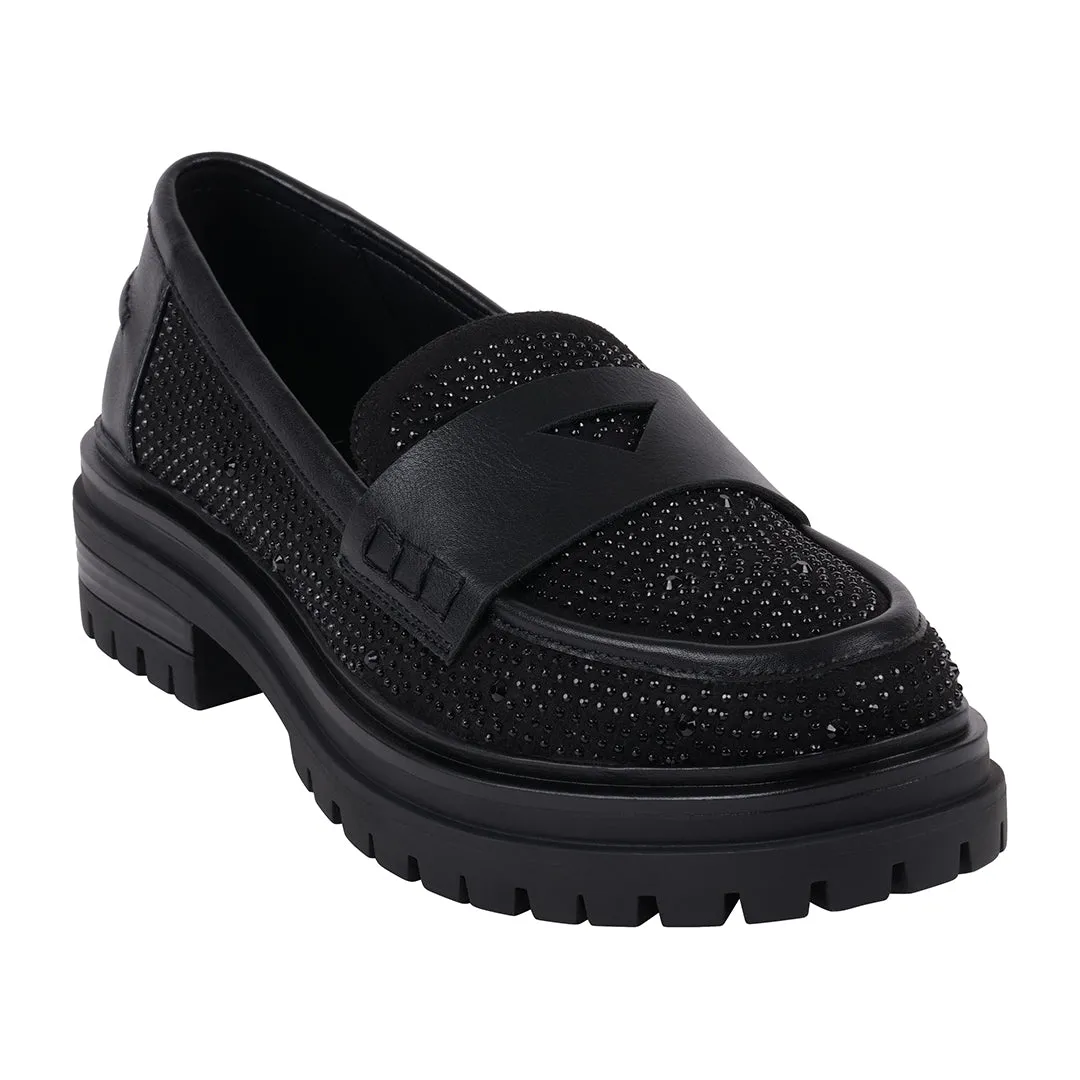 Galen Black Rhinestone Loafers