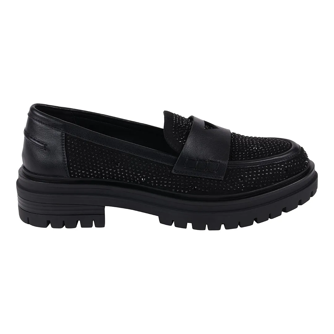 Galen Black Rhinestone Loafers