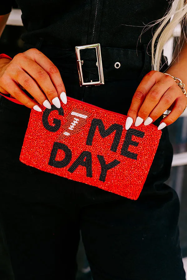 Game Day Beaded Clutch In Red