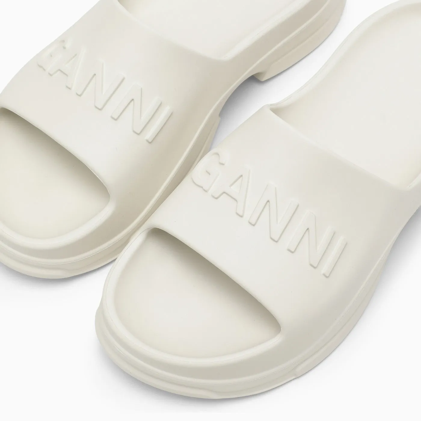 GANNI    Ganni White Rubber Slipper With Logo