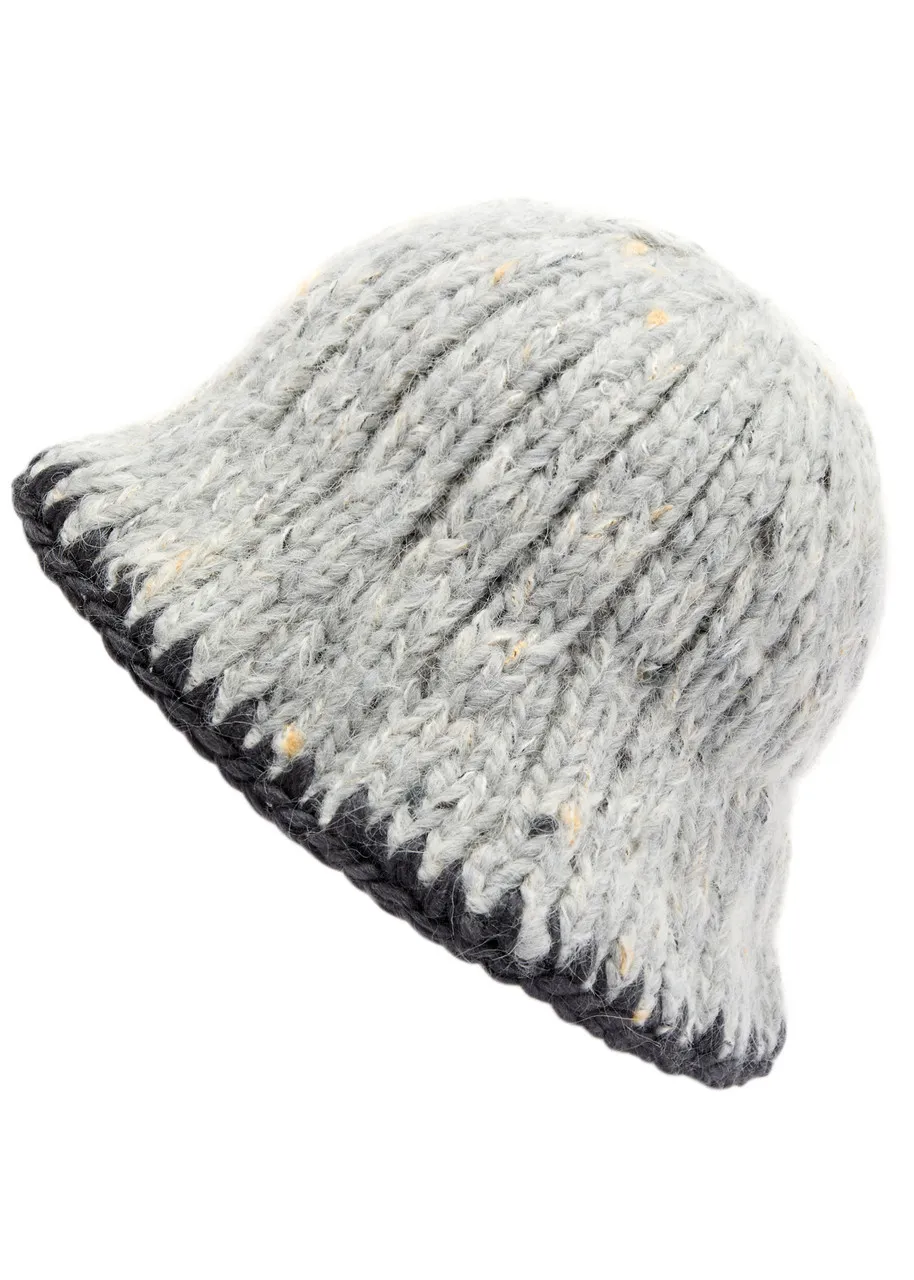 GANNI Logo wool-blend bucket hat  -                         -                     -                
