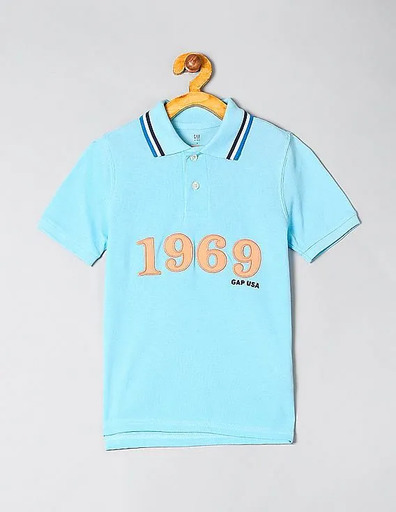 GAP Boys Blue Logo Polo Shirt