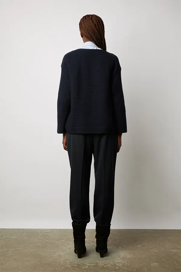 Gerard Darel LIV NAVY PLAIN OTTOMAN KNIT SWEATER