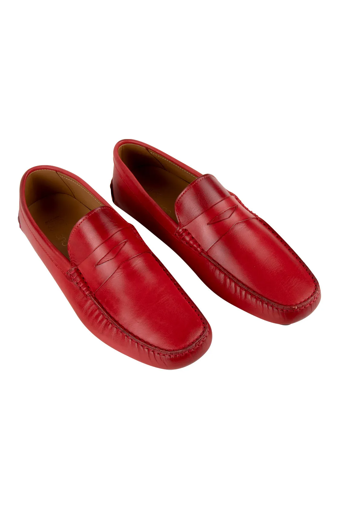 Gio Damiano Leather Vitello Loafers Red