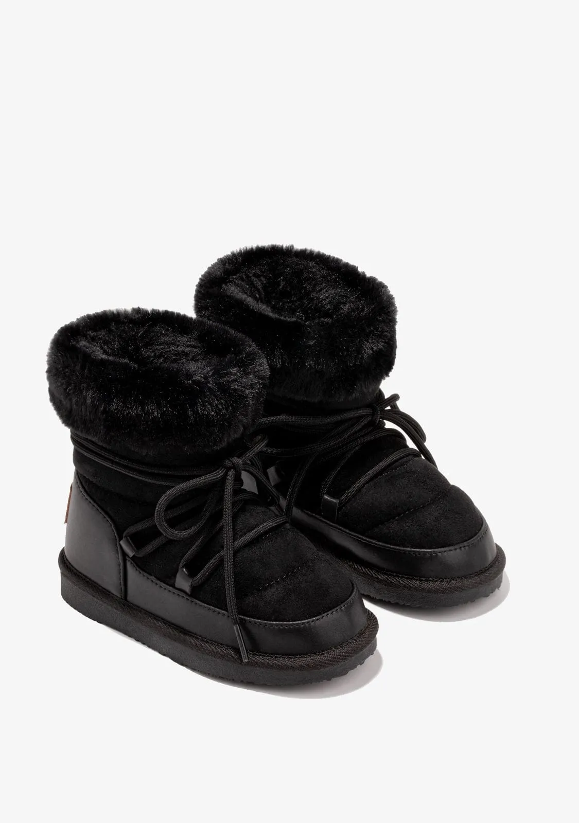 Girl's Black Cord Australian Boots B&W