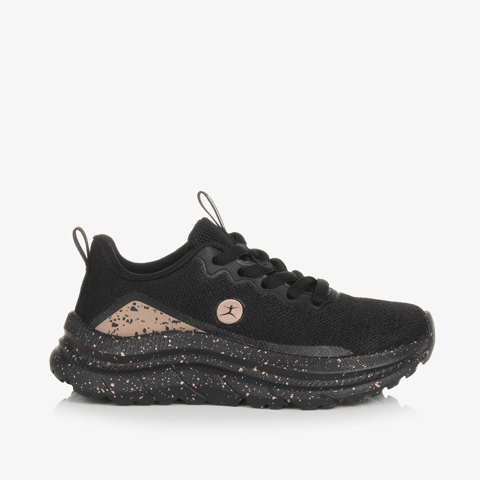 Girls Black Mesh Lace-Up Trainers