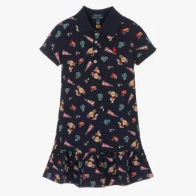 Girls Blue Cotton Polo Dress